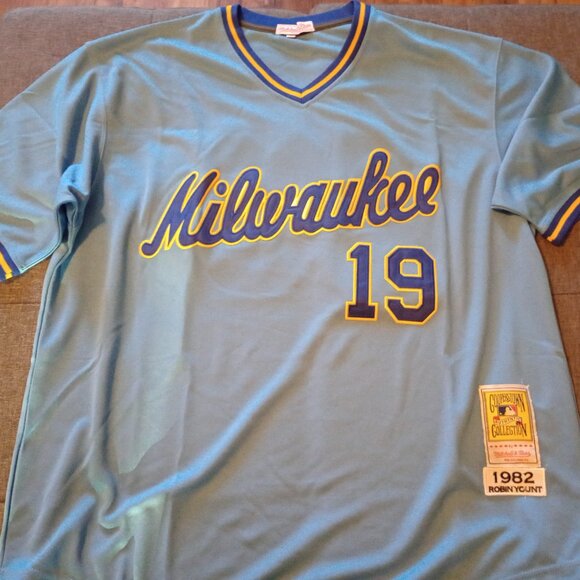 Brand New Milwaukee Brewers Jersey Robin Yount #19 Blue Men's X-Large XL - Picture 1 of 10